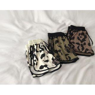 Leopard Print Wide Leg Sweatshorts