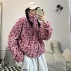 Leopard Zip Jacket Pink - One Size