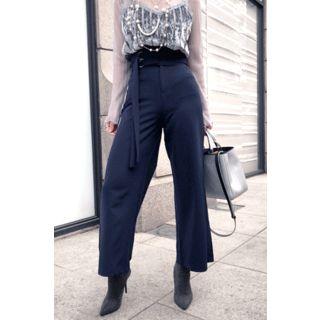 Belted-detail Wide-leg Pants