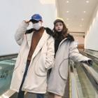 Couple Matching Furry Hood Snap-buttoned Coat