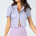 Short Sleeve Ruched Cropped Shirt