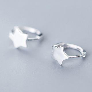 925 Sterling Silver Star Hoop Earring 1 Pair - As Shown In Figure - One Size