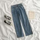 High-waist Split Straight Cut Jeans
