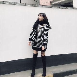 Color-block Loose-fit Sweater Black - One Size