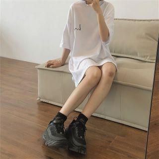 Elbow-sleeve Logo T-shirt Dress