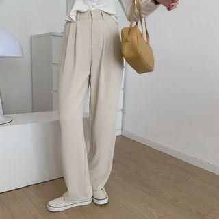 Plain High Waist Straight Leg Dress Pants