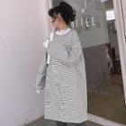 Lace Trim Striped Pullover Dress