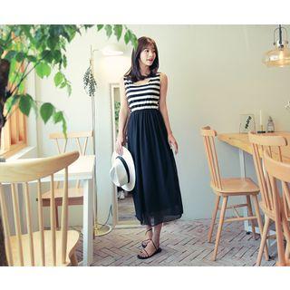 Mock Two-piece Striped Top Dress