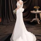 Off-shoulder Bow Back A-line Wedding Gown