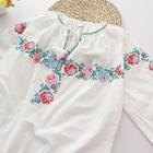 Floral Embroidered Tasseled Long-sleeve Top
