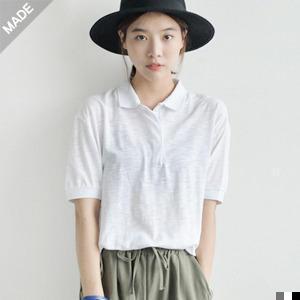 Elbow-sleeve Polo Shirt