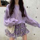 Plain Pullover / Floral A-line Skirt