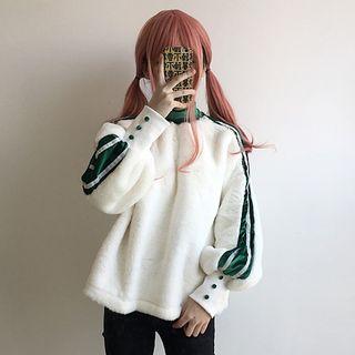 Long-sleeve Contrast-trim Fleece Top