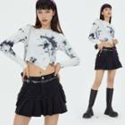 Long Sleeve Tie-dye Logo Crop Top