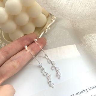 Faux Crystal Leaf Dangle Earring
