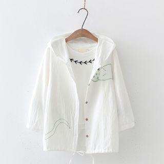 Embroidered Hooded Blouse