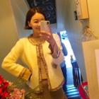 Tweed-trim Fluffy Jacket