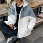 Long-sleeve Color Block Hooded Padded Coat