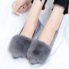 Faux Fur Pointy-toe Flats