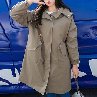 Hooded Lettering Trench Jacket
