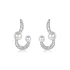 Elegant Fashion Pearl Earrings With Austrian Element Crystal Silver - One Size