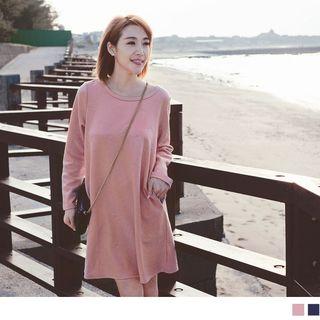 Bow Embossed Long Sleeve A-line Dress