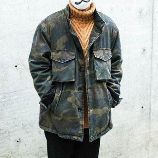Camo Fleece-lined Button Jacket