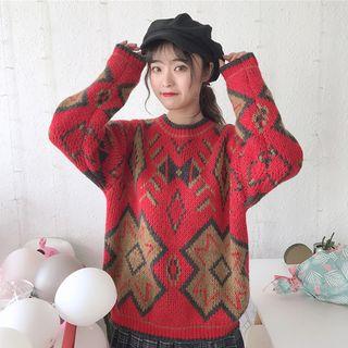 Patterned Round Neck Sweater