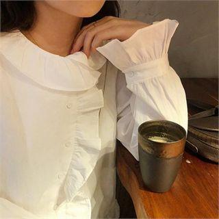 Frilled-detail Cotton Blouse Ivory - One Size