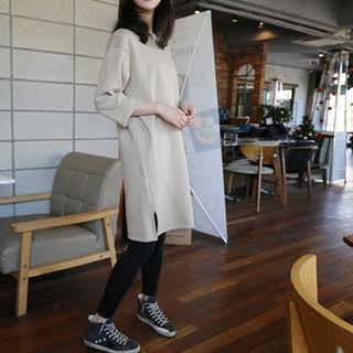 3/4-sleeve Brushed Fleece Lined Dress