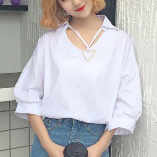 Triangle Pendant Elbow Sleeve Shirt