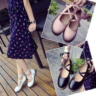 Crisscross Ankle-strap Mary Jane Flats