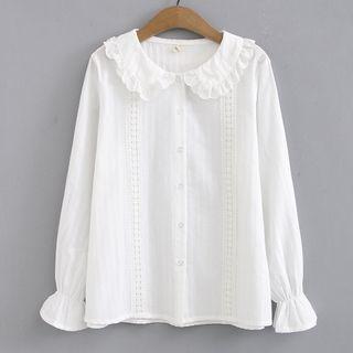 Peter Pan-collar Plain Lace Blouse