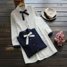 Long-sleeve Tie-neck Shirtdress