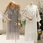 Set: Lace Trim 3/4-sleeve Dress + Slipdress