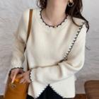 Round-neck Color Block Oversize Knit Sweater