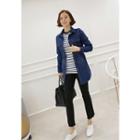 Drawstring-waist Multi-pocket Denim Jacket