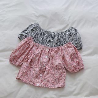 Off Shoulder Floral Doll Shirt