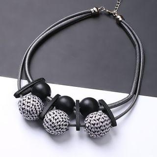 Layered Knit Ball Necklace