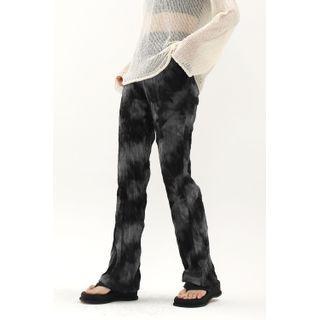 Crinkled Dyed Straight-leg Pants Black - One Size