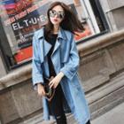Notched-lapel Double-breasted Denim Coat