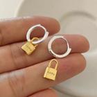 Lock Alloy Dangle Earring 1 Pair - Silver & Gold - One Size