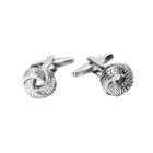 Fashion Simple Chinese Knot Twist Cufflinks Silver - One Size