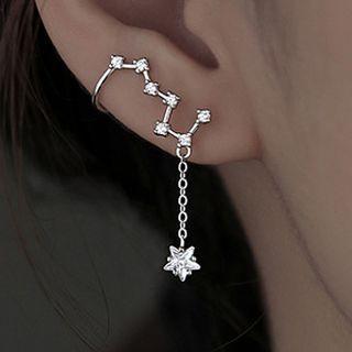 Rhinestone Earring 1 Pc - Rhinestone Earring - Silver - One Size