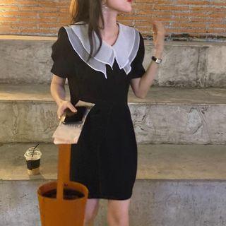 Short-sleeve Double Collar A-line Dress