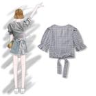 Puff-sleeved Lattice Lace Up Shirt Lattice Top - One Size