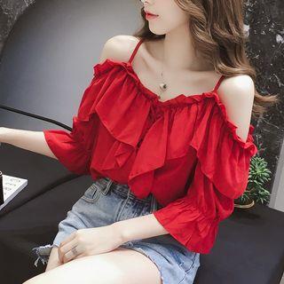 Cold Shoulder 3/4-sleeve Shirt