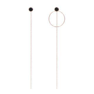 Hoop & Chain Drop Earrings (black) One Size
