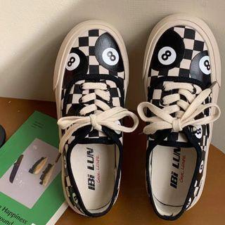Checkerboard Lace-up Sneakers