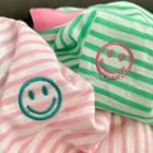 Round-neck Two Tone Striped Embroider Oversize Top